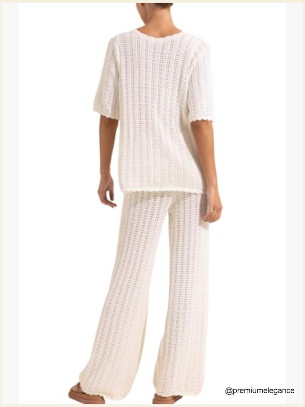 Crochet Knit Swimsuit Cover Up Set Medium Snug Fit Acrylic - Picture 5 of 7